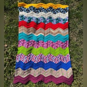 vintage colorful chevron stripe afghan throw blanket